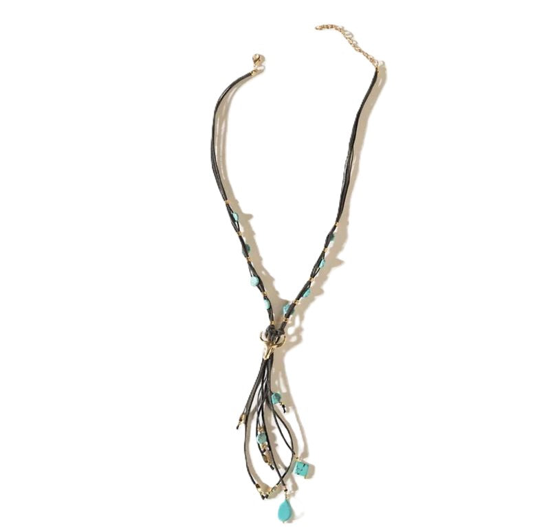Myra Bag Bullseye Moonstone Necklace in Ghost Blue S-13123
