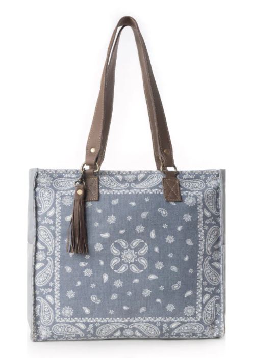 Myra Faded Denim Paisley Plains Concealed Carrybag S-13358
