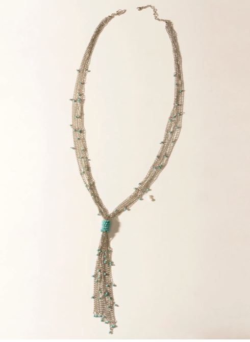 Myra Silver Mix Mist River Tassel Necklace S-13521