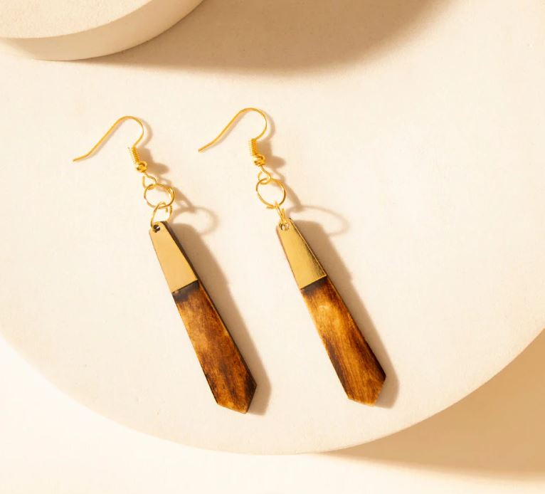 Myra Smoke Tan Brindle Trail Drop Earrings S-13523
