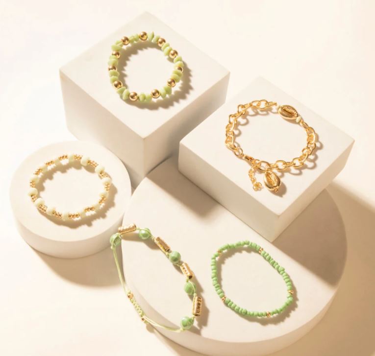 Myra Palomino Shine Stack Bracelets in Frost Green S-13551