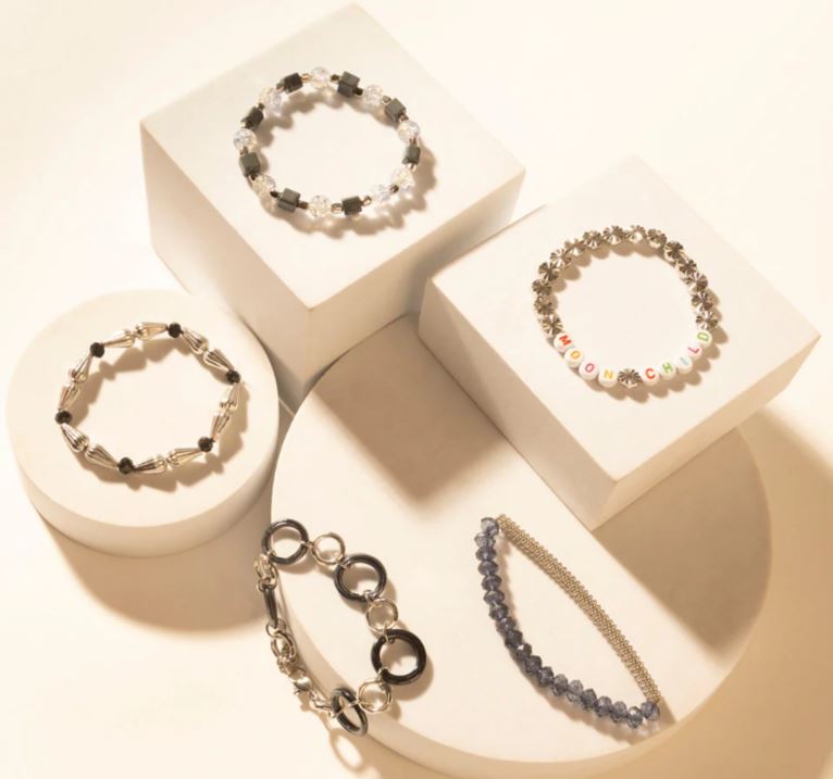 Myra Iron Moon Stack Bracelet in Blue Forge S-13560