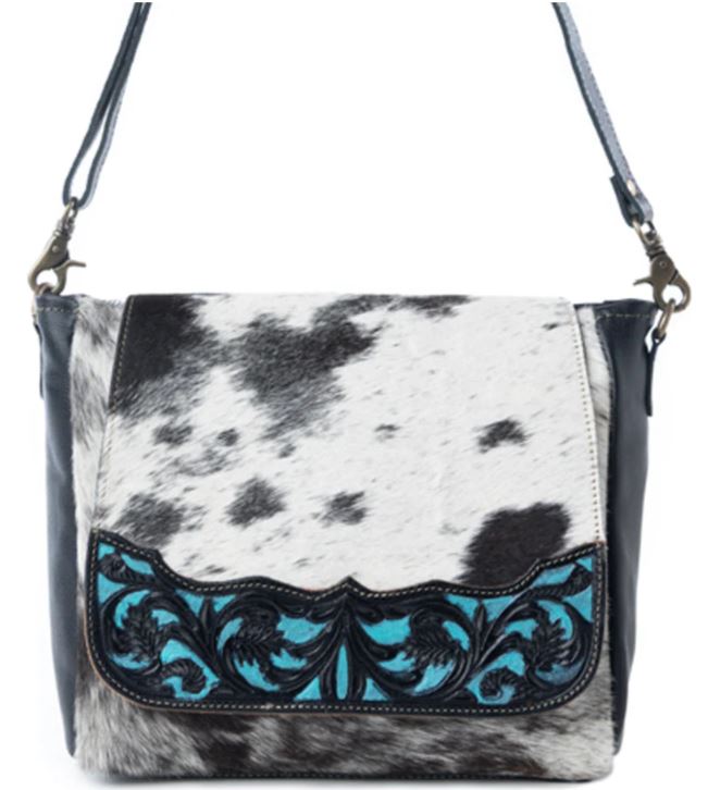 Myra Sagebrush Vale Hairon Leather Concealed Carry Bag in Onyx Frost S-14304