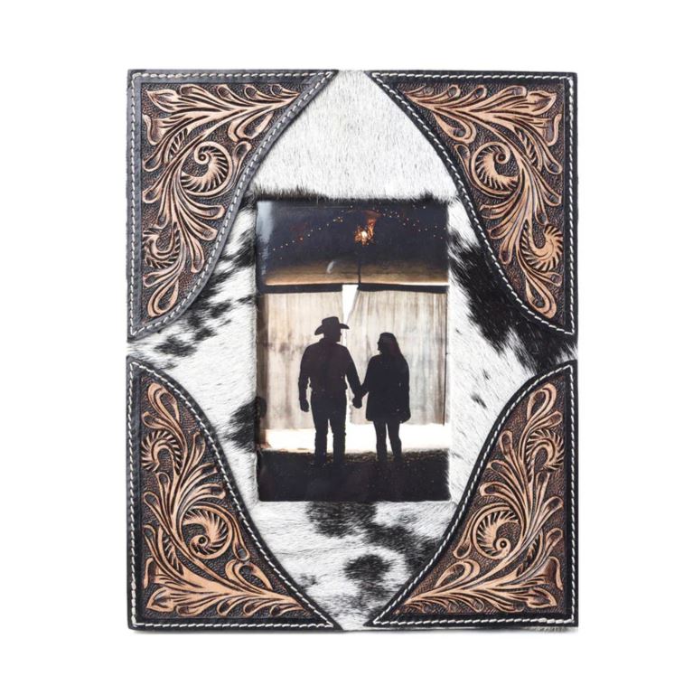 Myra Bag Espresso Cream Sequoia Whisper Handtooled Leather Photo Frame S-14371