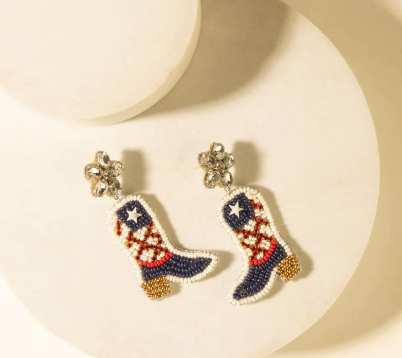 Myra Bag Rodeo White Freedom Trail Boot Earrings S-14588