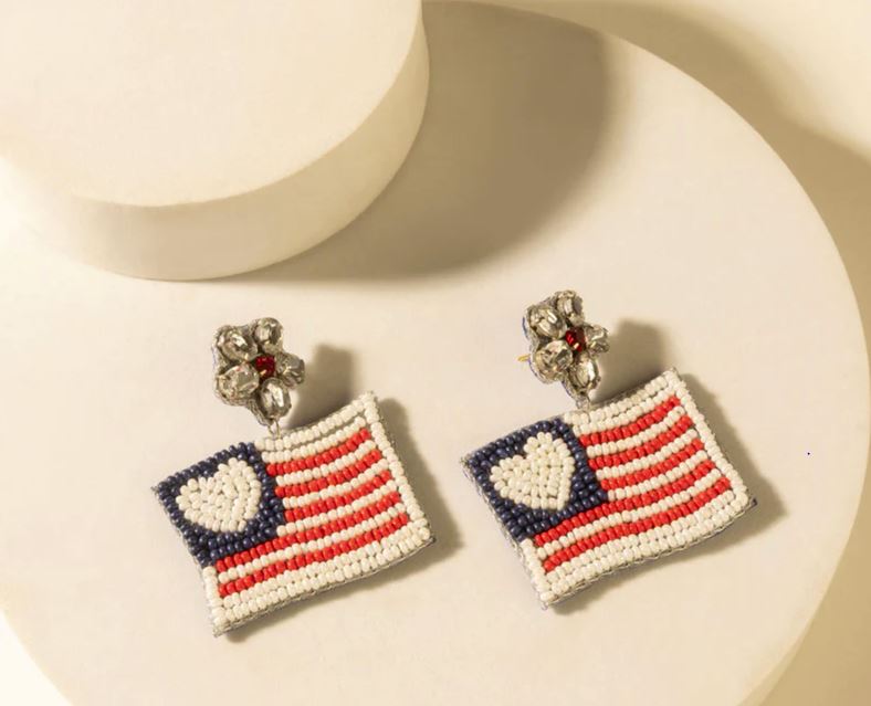 Myra Prairie White Liberty Range Flag Earrings S-14589