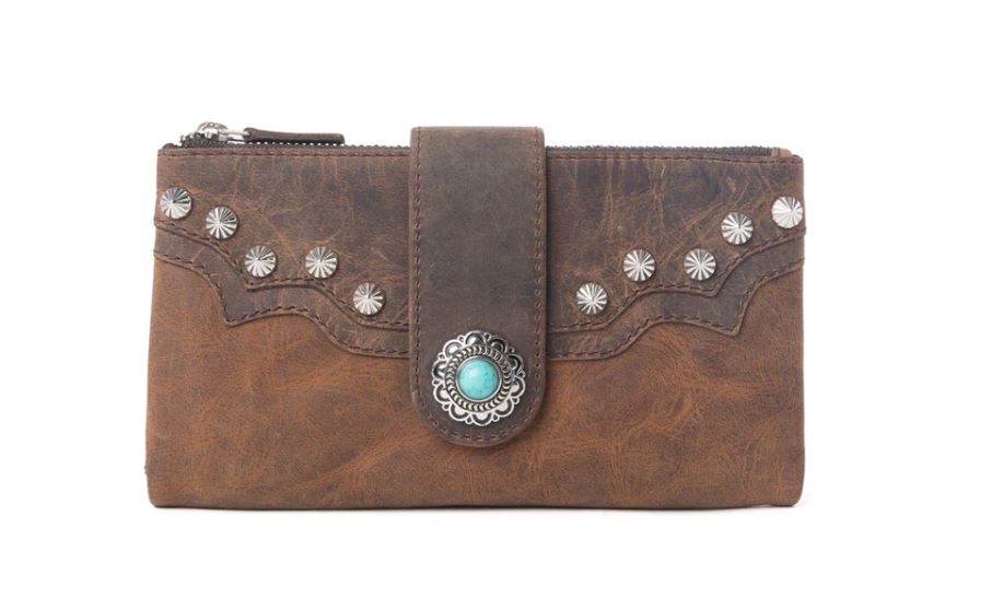 Myra Bags Ochre Veil Iron Hill Concho Leather Women's Wallet S-14658