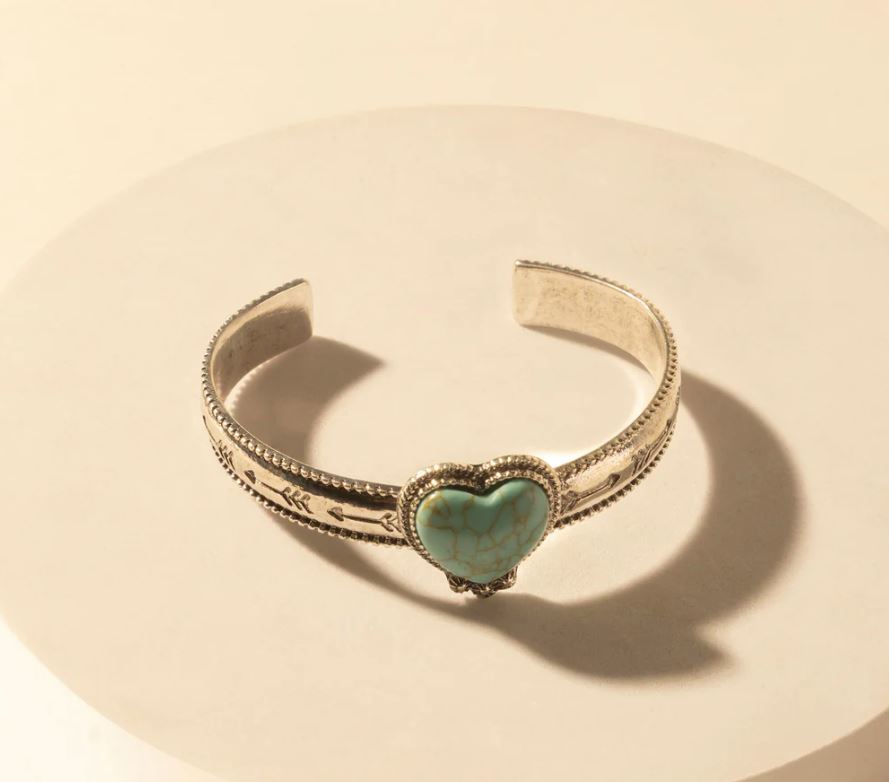 Myra Bag Wildheart Stone Cuff Bracelet with Turquoise and Arrow Detail S-14752