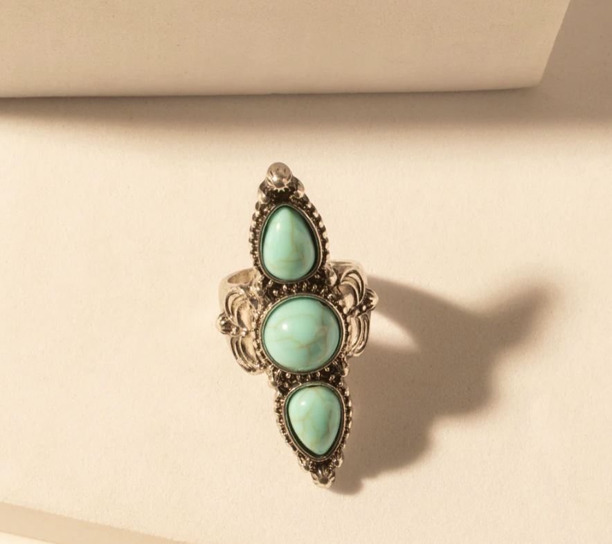 Myra Bag Wildfire Turquoise Adjustable Ring with Turquoise Detail S-14762