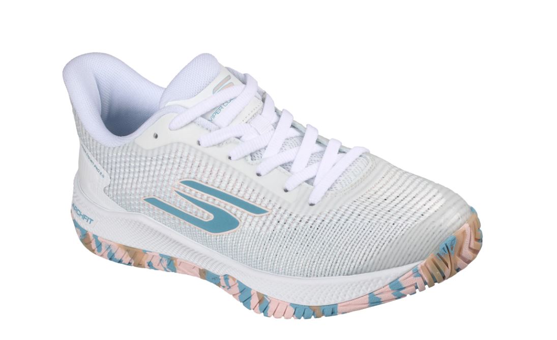 Skechers White/Blue/Light Pink Viper Court Pro 2.0 Women's Pickleball Shoes 172109-WBLP