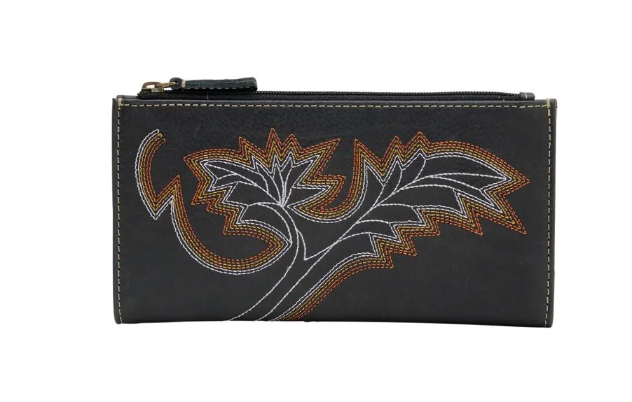 Myra Bag Mini Black Boot Stitch Wallet S-5915