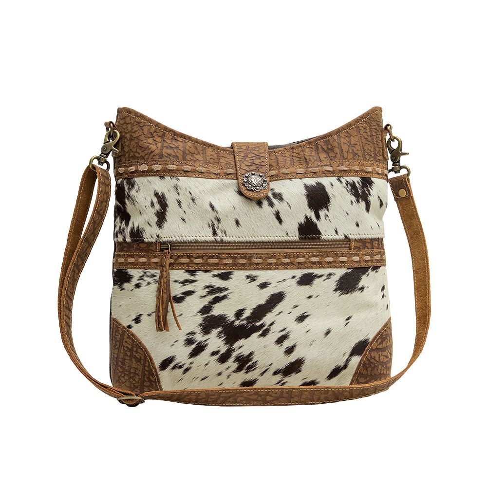 Myra Bag Roltod Cowhair Canvas Back Leather Embellished Bag S-6779