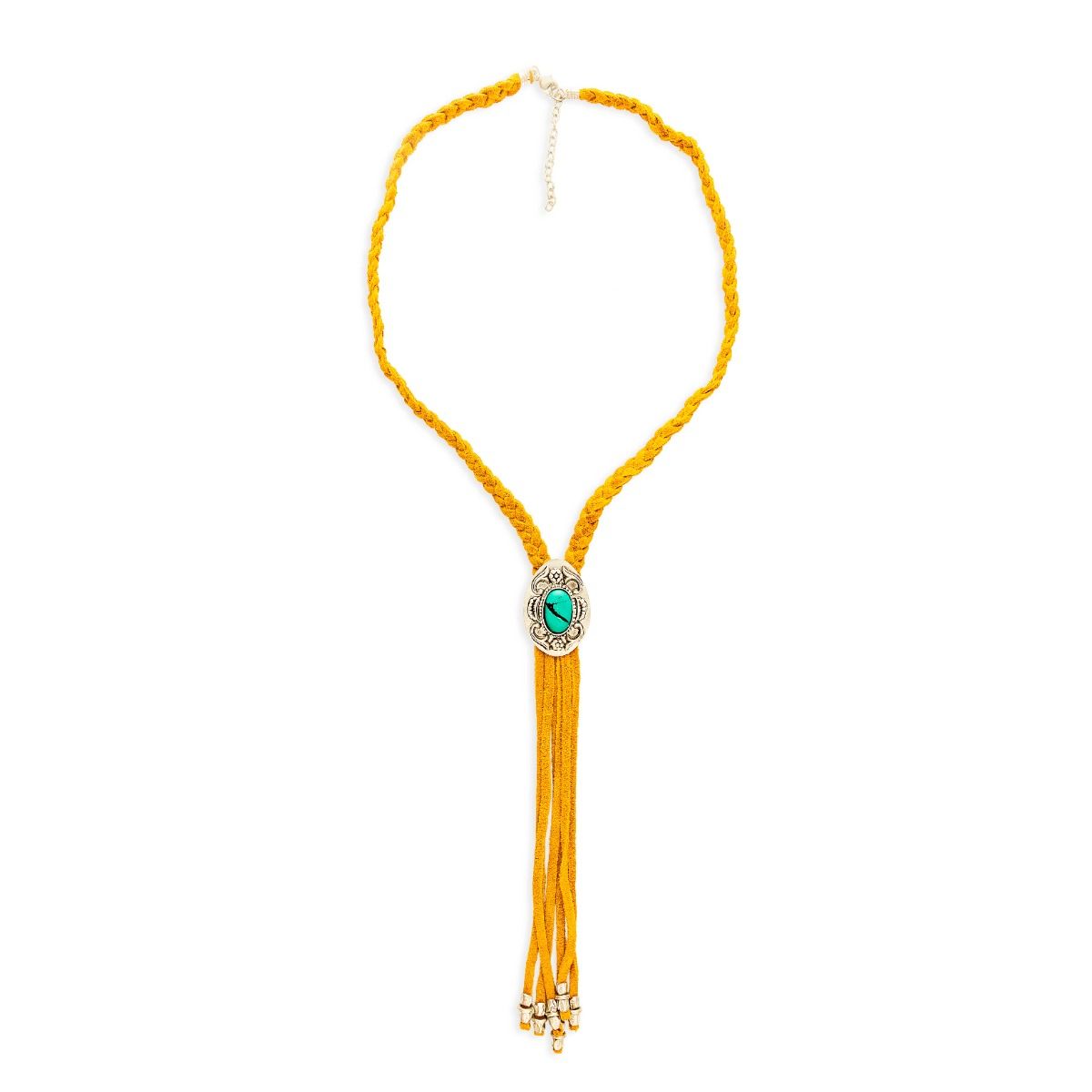 Myra Bag Prairie Concho Suede Leather Drop Necklace S-9206