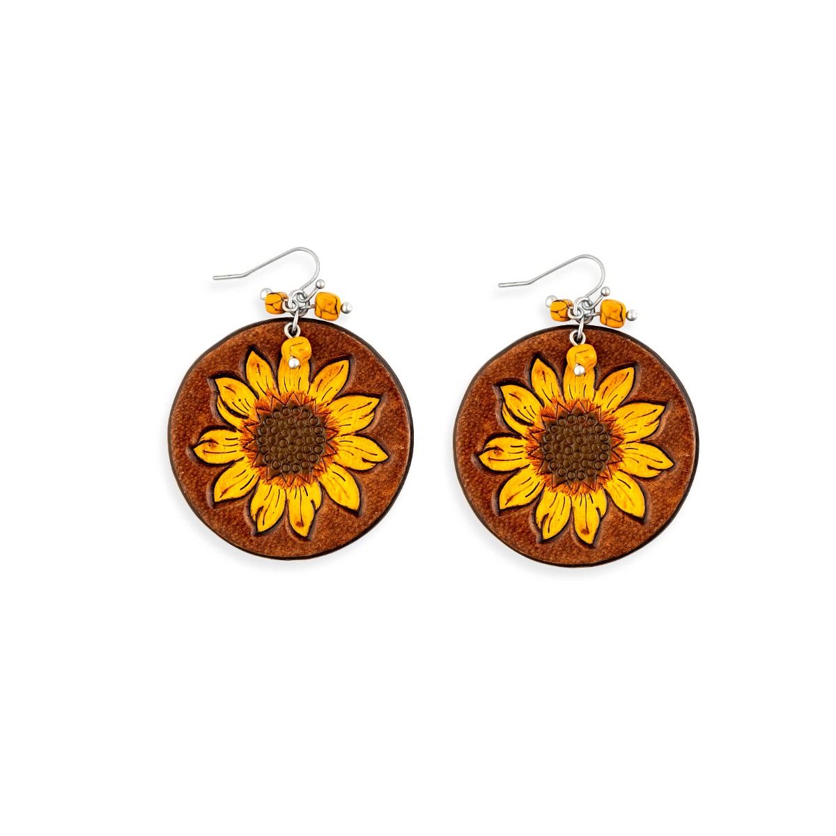 Myra Bag Sunflower Hand-Tooled Leather Earrings S-9211