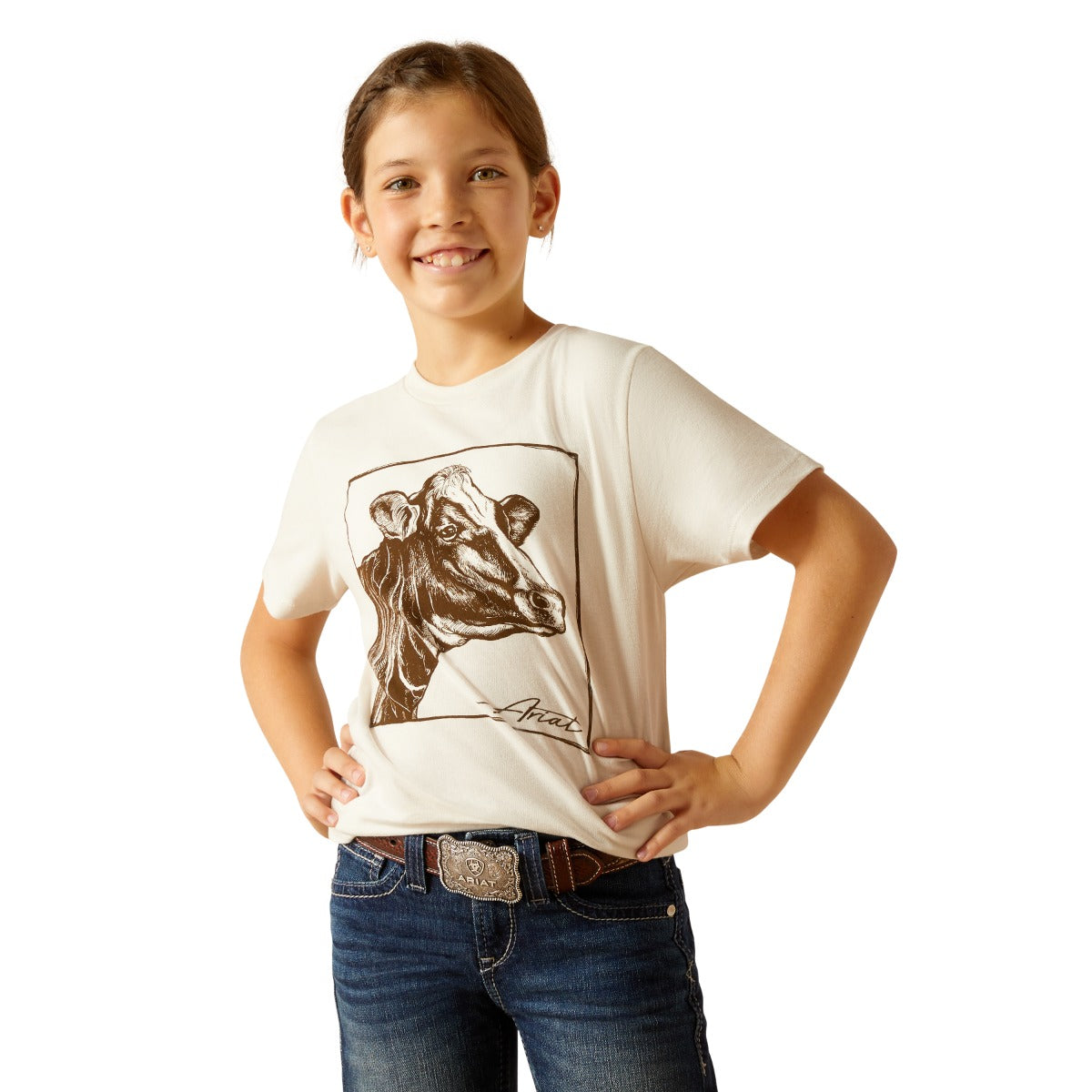 Ariat Natural Cow Cover Youth Short Sleeve T-Shirt 10051773