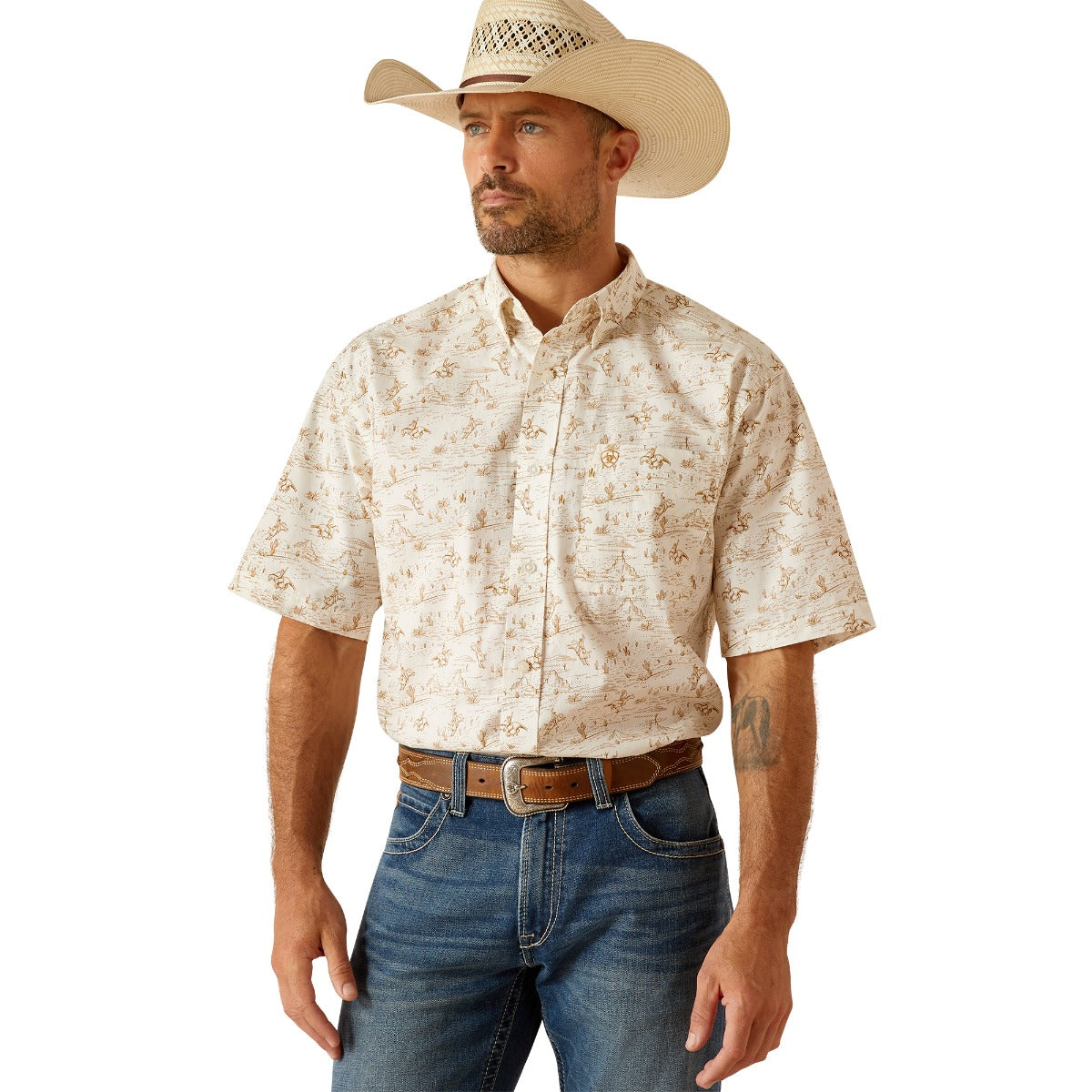 Ariat Tan Edison Classic Fit Men's Short Sleeve Shirt 10051258