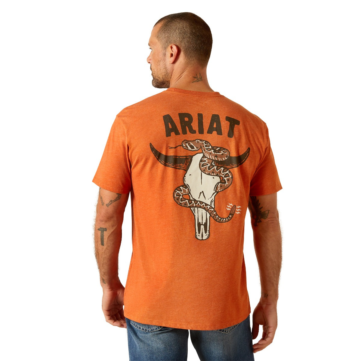 Ariat Orange Rattler Skull Men's Short Sleeve T-Shirt 10051754