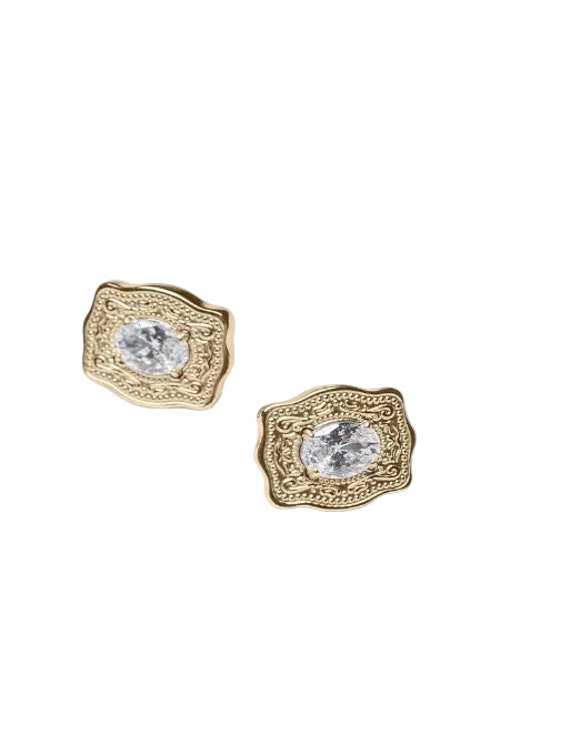 Spurwest Gold Aura Ultra Mini Belt Buckle Earrings S3010A-04