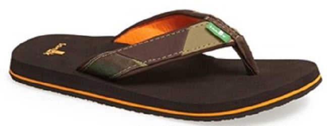 Sanuk Block Party Brown Multi  Kids Flip Flop  SBS10294-BNC