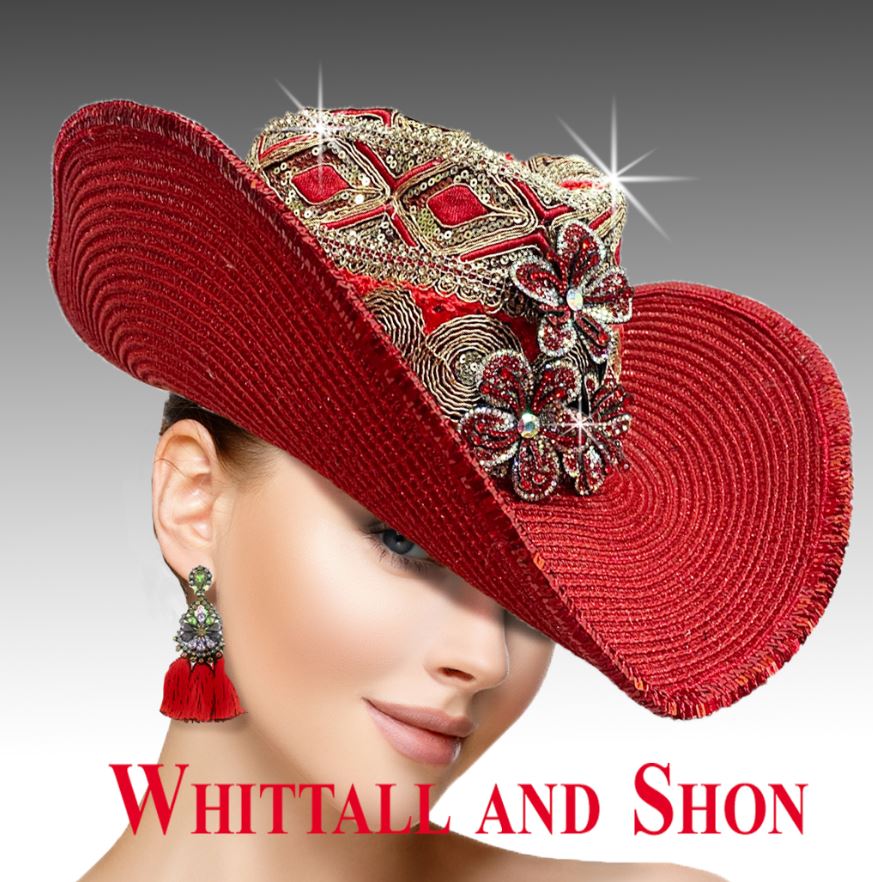Whittall & Shon Red Houdini Women's Embroidered Western Hat SC2441-RED