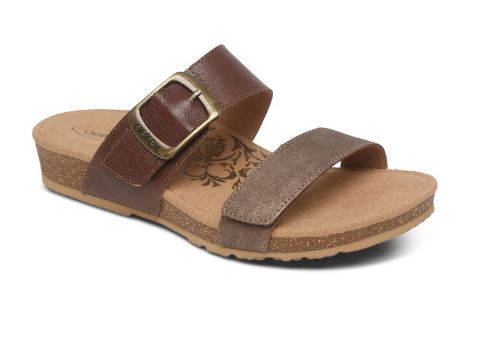 Aetrex Brown Daisy Adjustable Womens Slide Sandals SC542