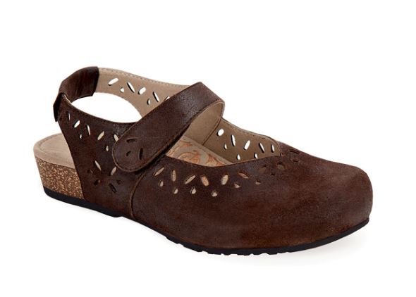 Aetrex Chocolate Suede Cheryl Sling Back Mary Jane Womens Shoes SC914