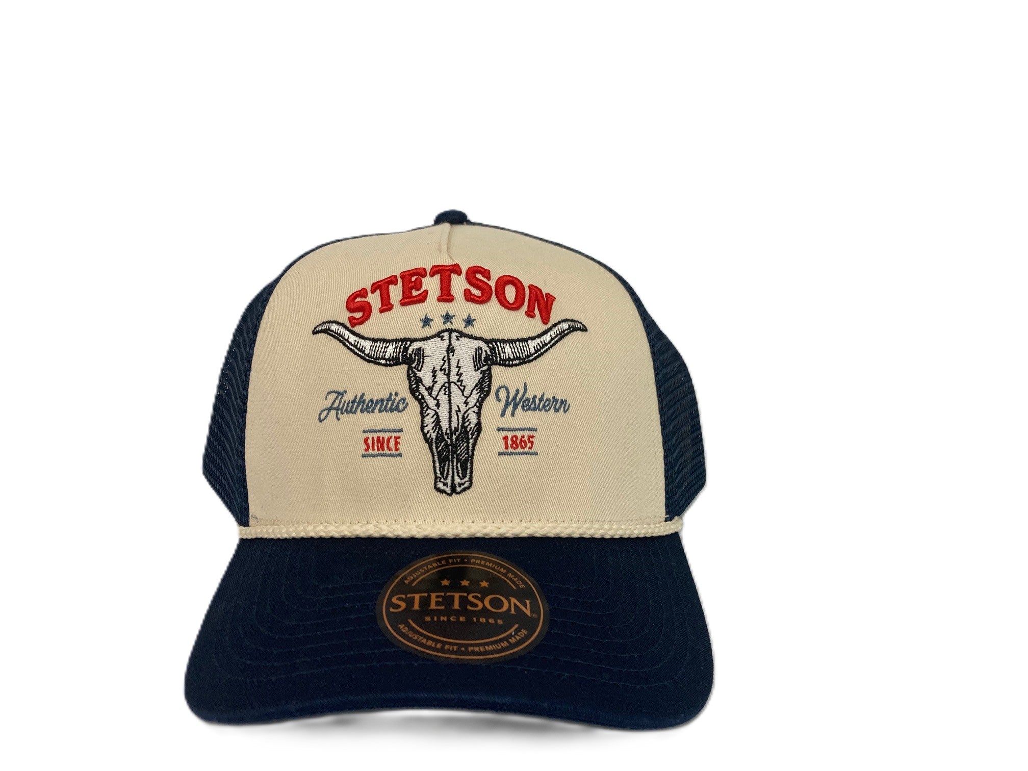 Stetson 'Denim' Bill Skull Trucker Hat SCSK6T-0003DM