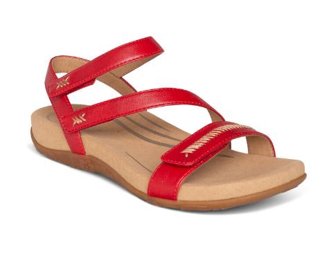 Aetrex Red Gabby Adjustable Strap Womens Comfort Sandals SE268