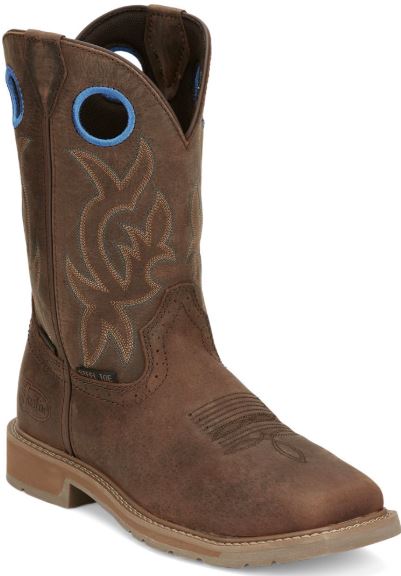 Justin Walnut Brown Water Buffalo Leather  All Around 11 inch Waterproof Men's Steel Toe Workboots SE3115