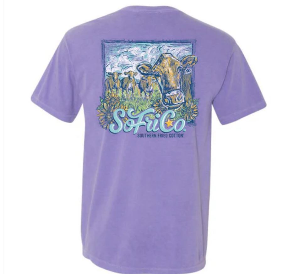 Southern Fried Cotton Violet Cute Cows Short Sleeve T-Shirt SFM12071