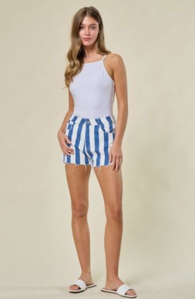 Saints and Hearts Blue Striped Womens Shorts SIP6120A-BLUE