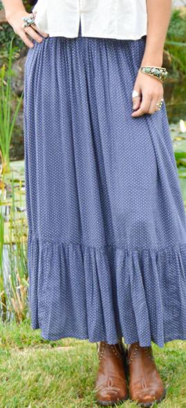 Cotton & Rye Eliza Blue Smocked Waist Polka Dot Skirt S069-047-400