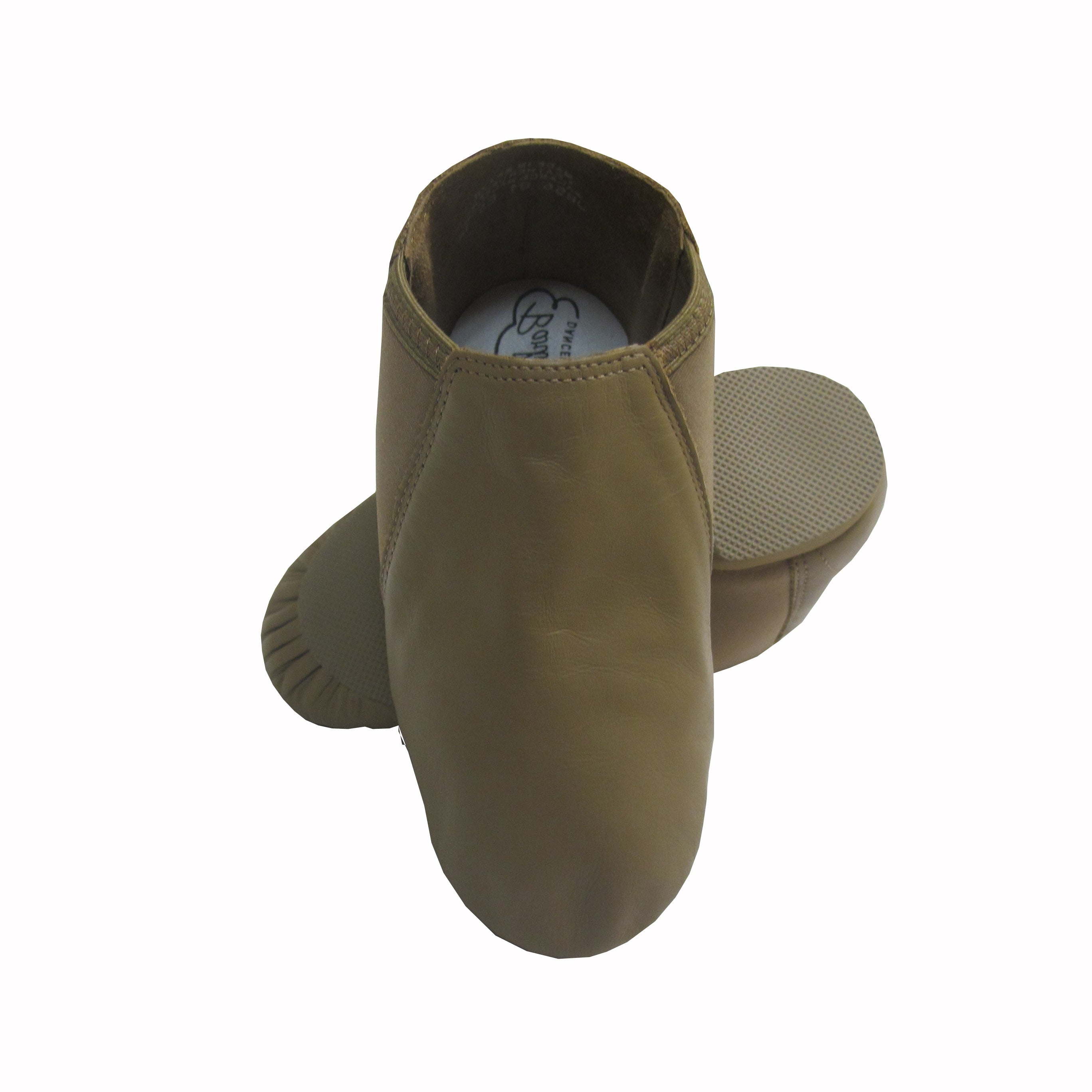 SSJB56 Adult Tan Leather With Elastic Neoprene Jazz Shoes