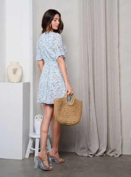 floral long sleeve mini dress Cute Spring Floral Long Sleeve Mini Dress S