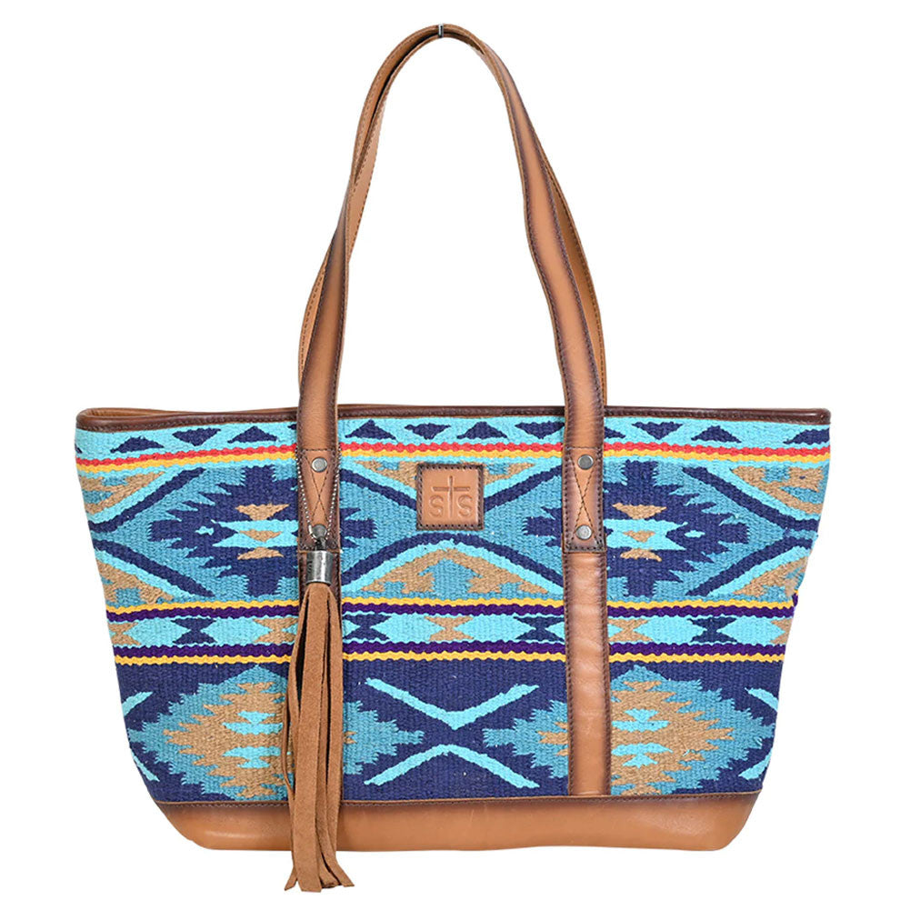 STS Ranchwear Mojave Sky Multi-Blue Aztec Tote Bag STS31890