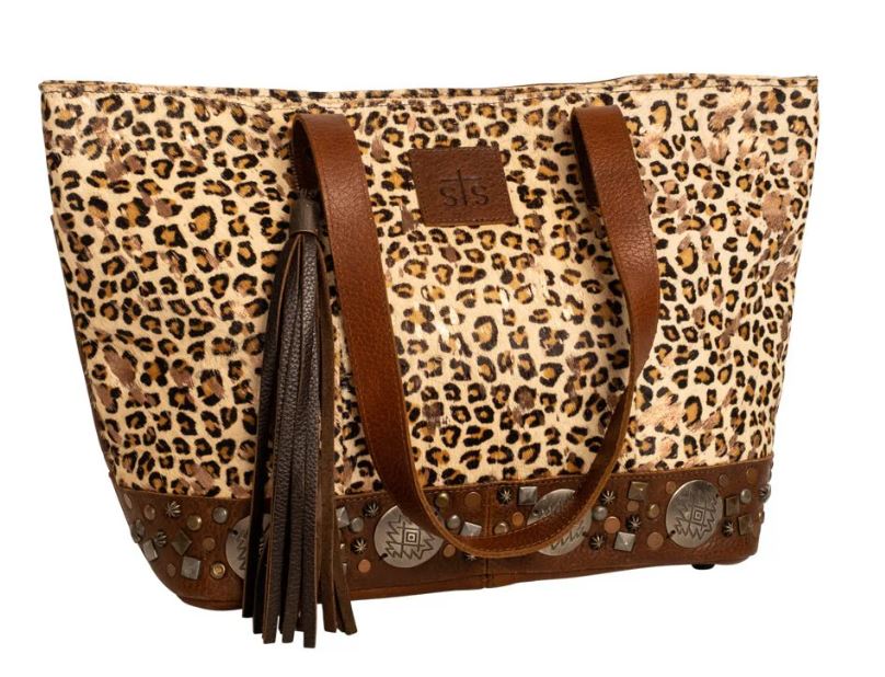STS Ranchwear Great Plains Leopard Print Shoulder Tote Bag STS31953
