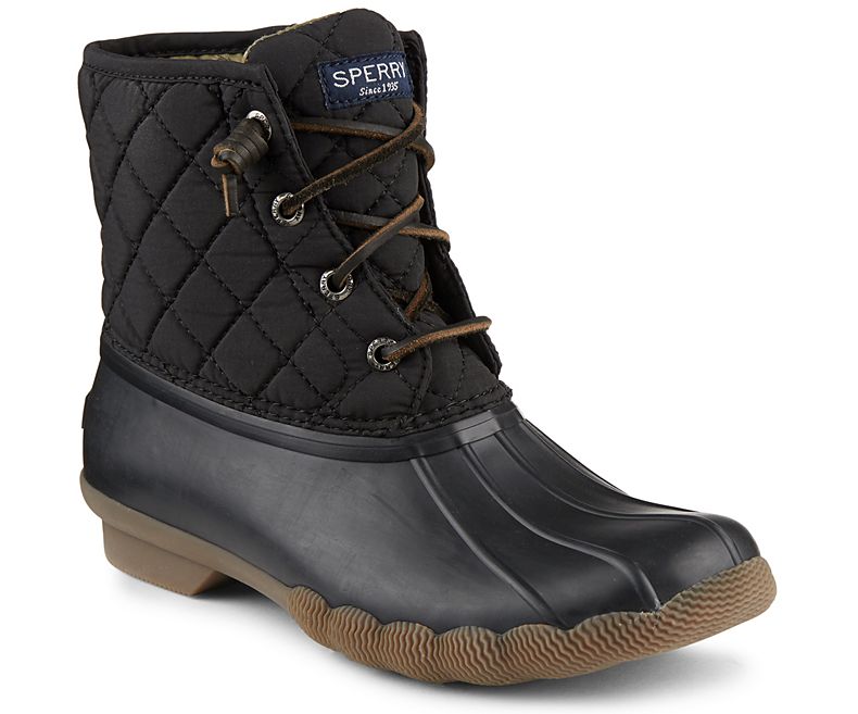 Sperry Black Saltwater Quilted Womens Duck Boots STS94063