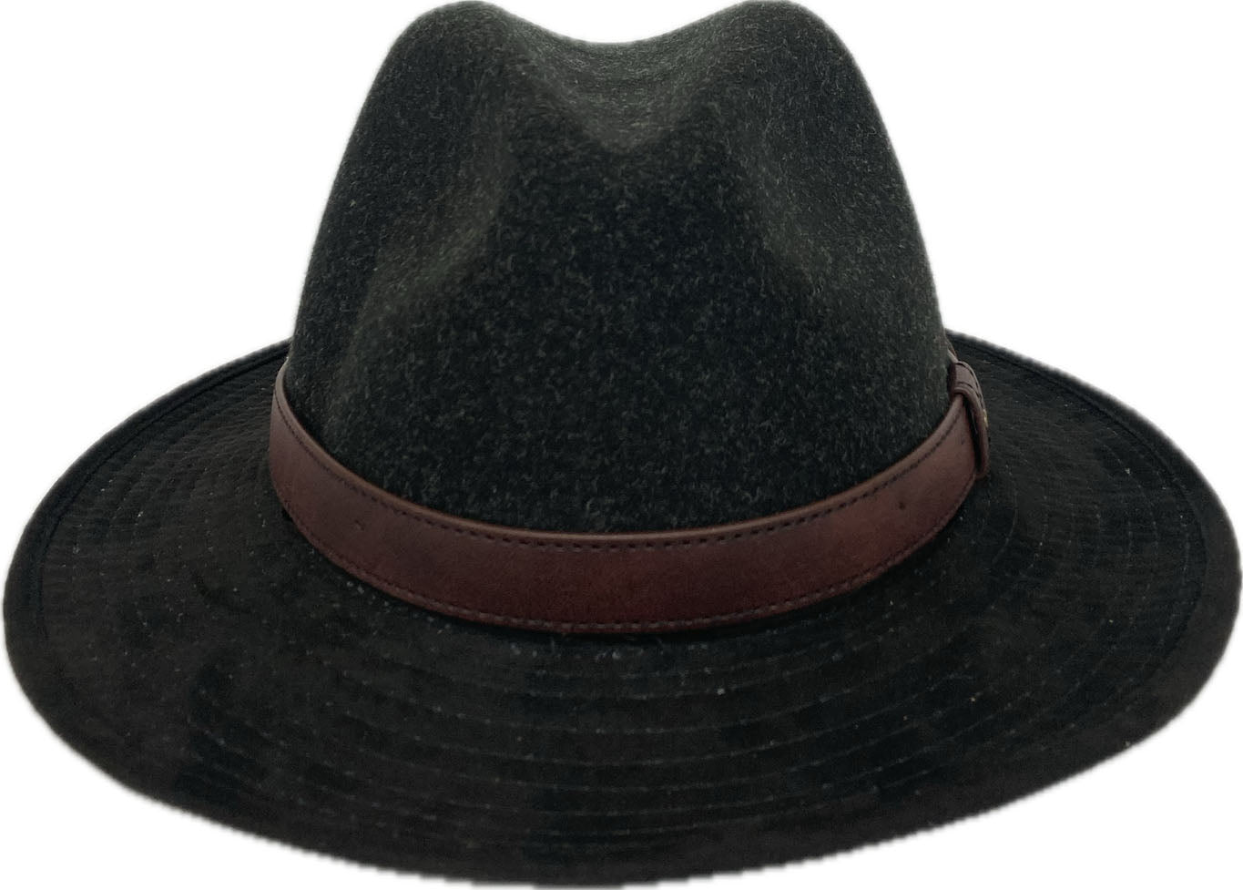Stetson Charcoal Wales Faux Suede Safari Hat with Faux Leather Band STW416