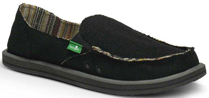 Sanuk Black Donna Hemp Slip-On Comfort Casual Womens Shoes SWF1160