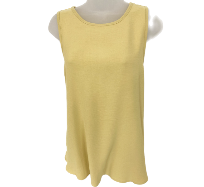 Tres Bien Yellow Linen Look Women's Tank Top T-39647-YLLW