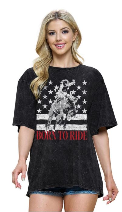 Zutter Black Born To Ride Women's Short Sleeve Boyfriend Fit T-Shirt T9478-9502-BLK