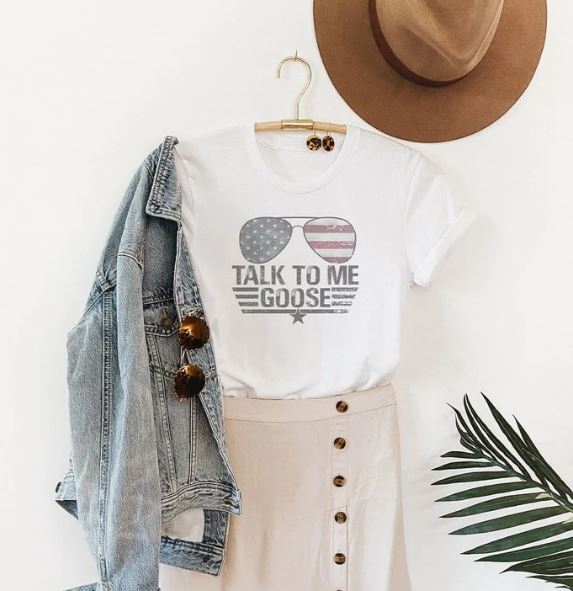 Rockledge Design Co. White Talk to Me Goose Americana Tee TTMG-WHT