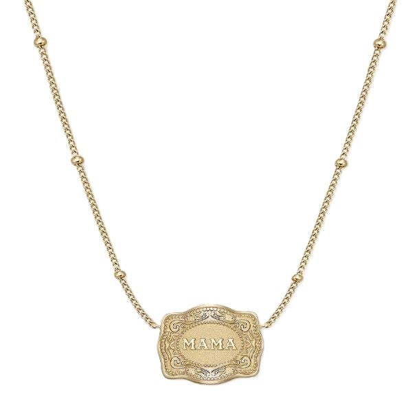 Spurwest Gold Ultra Mini Belt Buckle Mama Necklace U-NK-GLD-BC-110