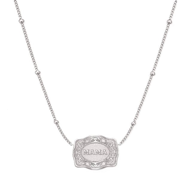 Spurwest Silver Mama Ultra Mini Belt Buckle Necklace U-NK-SLV-BC-110