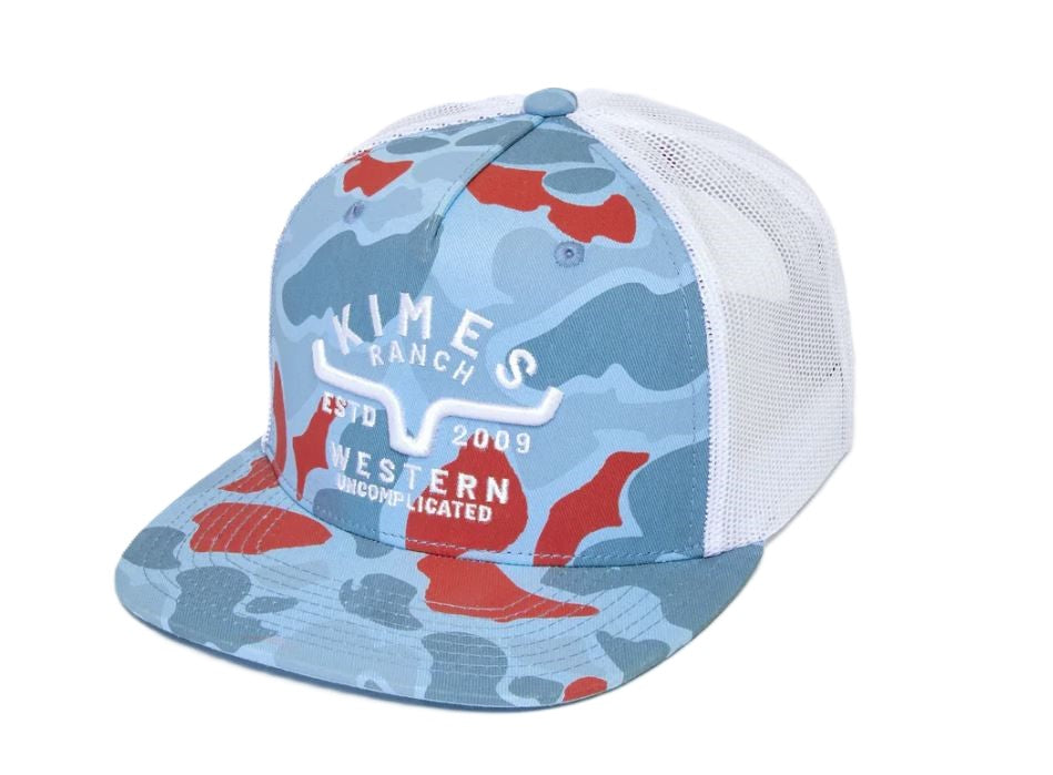 Kimes Ranch Blue Camo Pattern Grandview Trucker Hat UHA0000206-BLUE