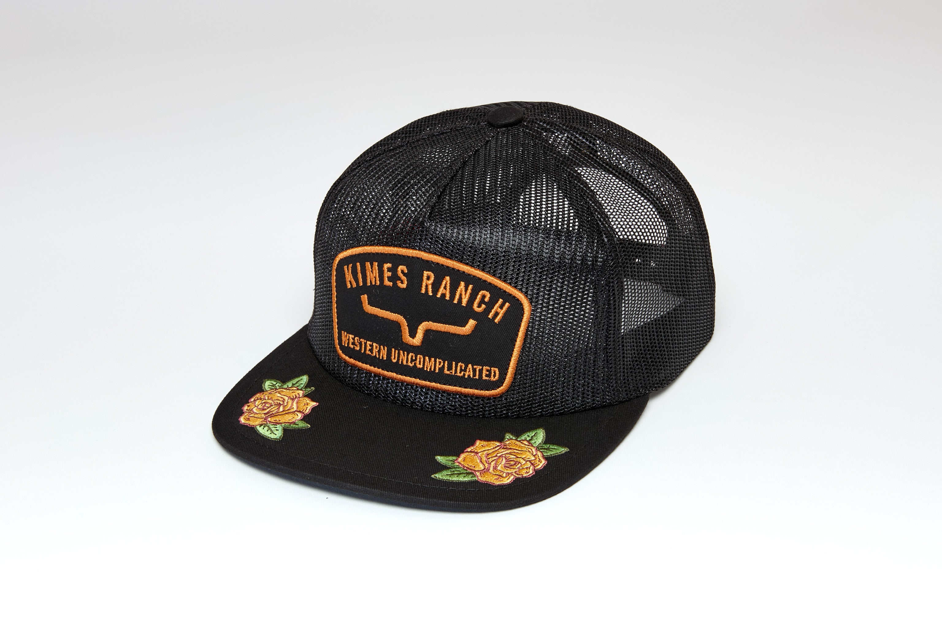 Kimes Ranch Black Hunton Hat with Roses on the Bill UHA0000207