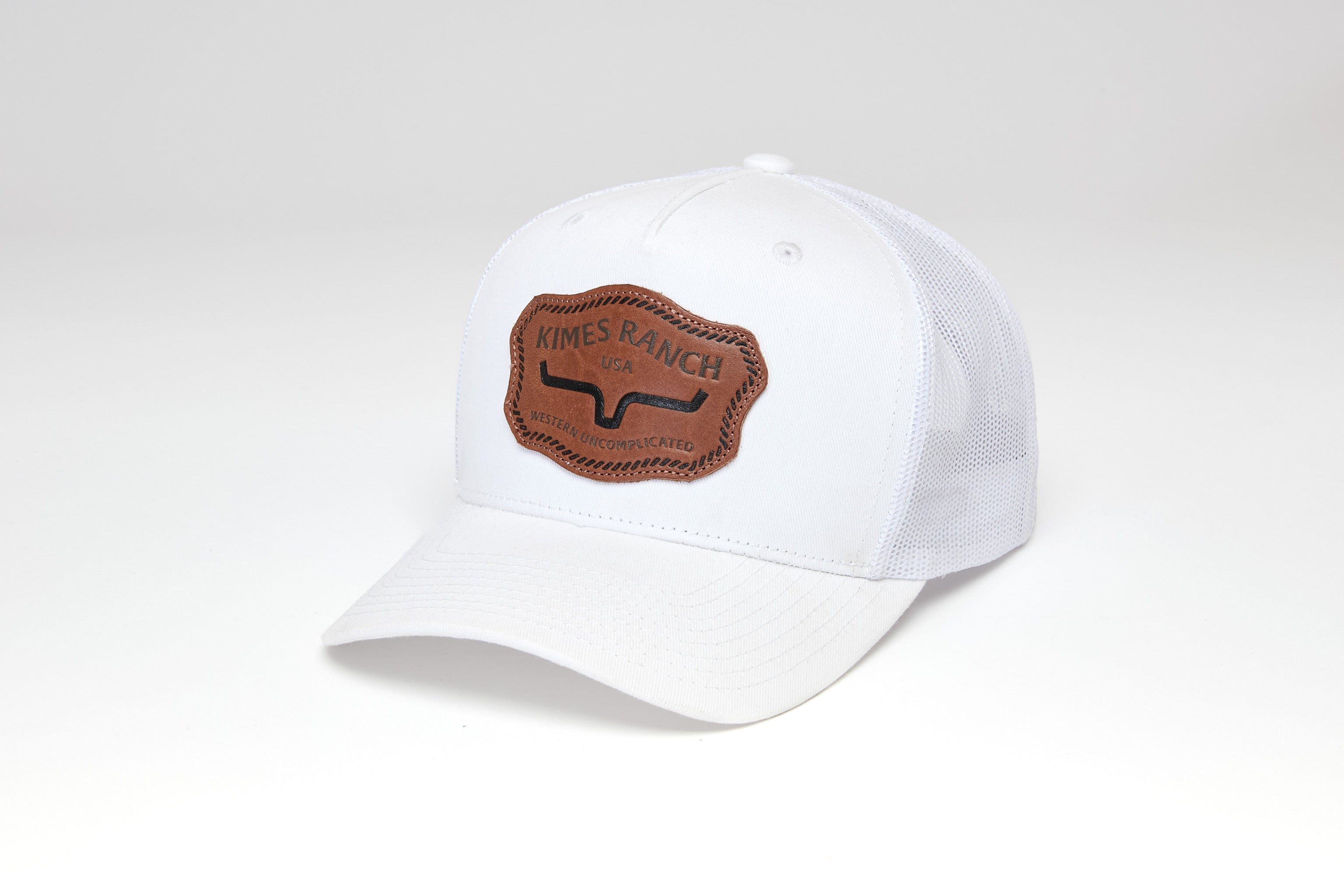 Kimes Ranch White Hawkins Hat with a Leather Patch UHA0000215 WHIT