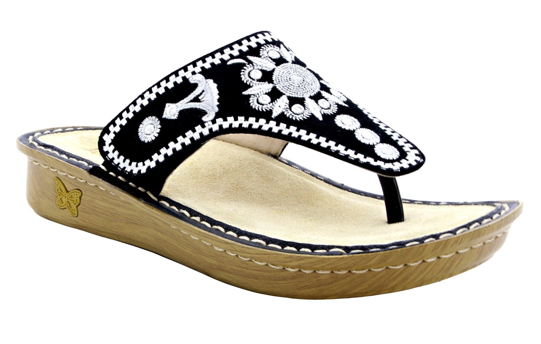 Alegria Vanessa Mandala Black Womens Thong Sandals VAN-177