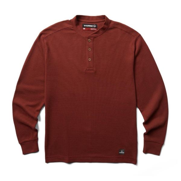 Wolverine Dark Brick Heather Walden LS Thermal Henley W1202280-624