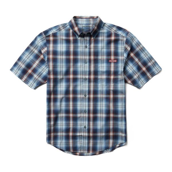 Wolverine Horizon Blue Mortar SS Plaid Shirt W1203610-432